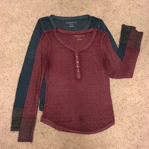 Set of two, long sleeve Henley tees!